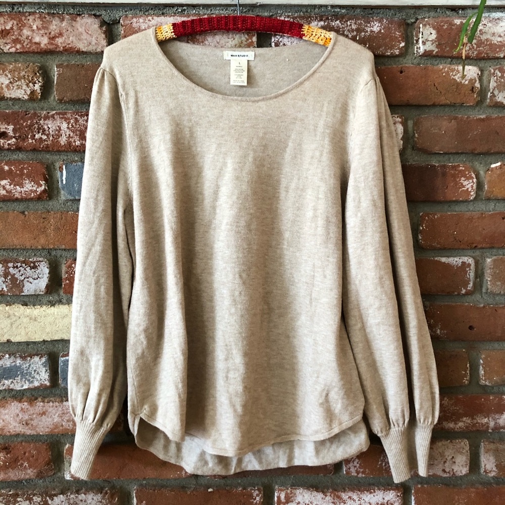 Max Studio Scoop Neck Balloon Sleeve Sweater
